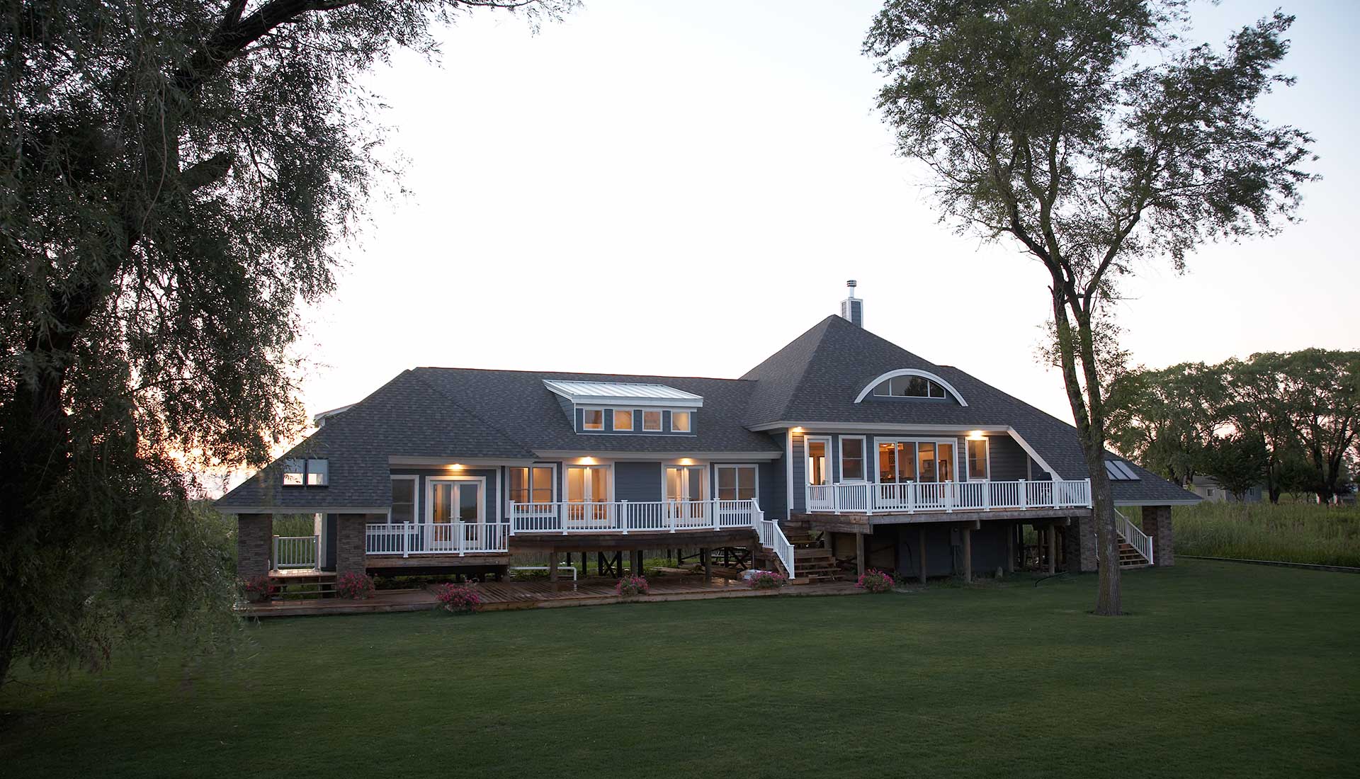 Nantucket Style Coastal Cottage Dusk